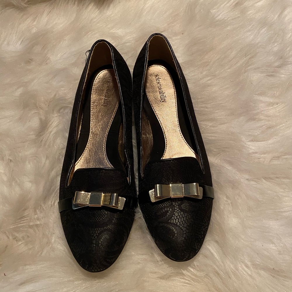 Black flats/loafers, meant for comfort and style!